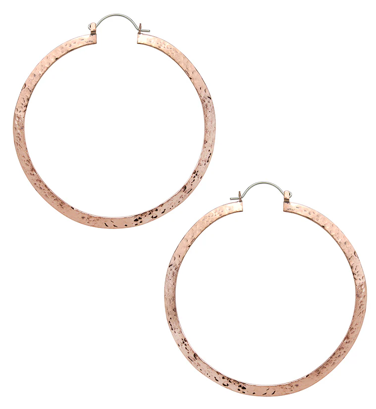Narrow Hammered Copper Hangers / Earrings - Mrs Treak