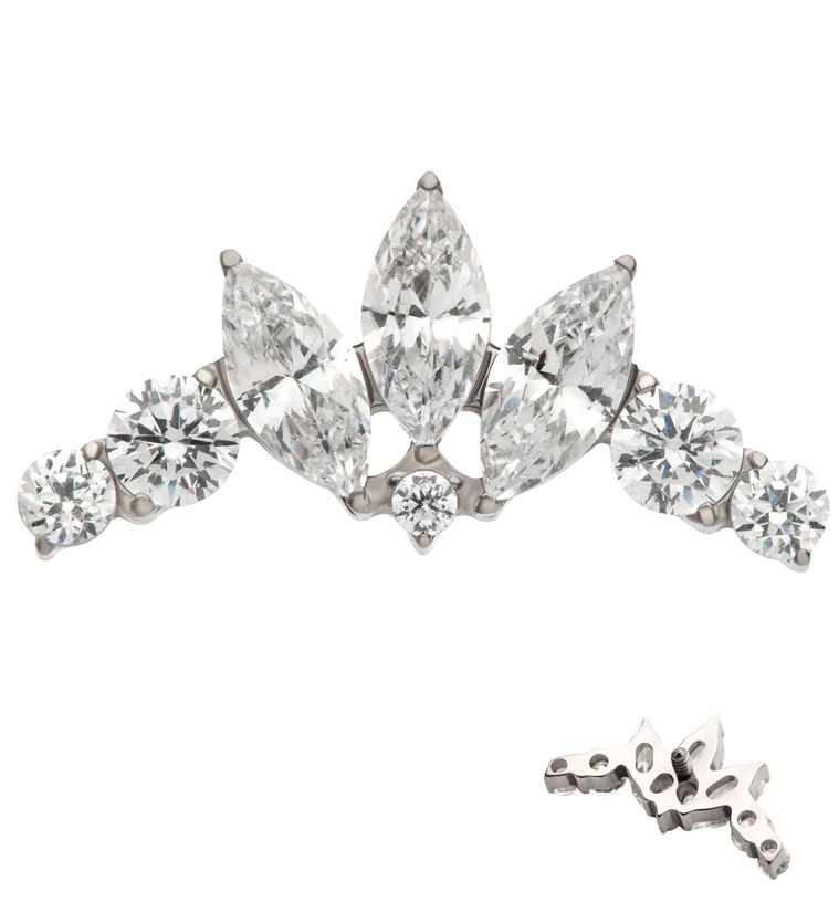 Chaplet Prong CZ Internally Threaded Titanium Top - Mrs Treak