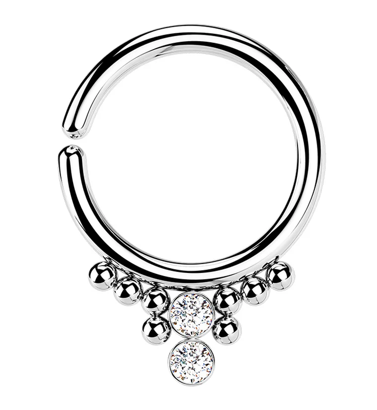 Double CZ Shill Bead Annealed Seamless Hoop Ring - Mrs Treak