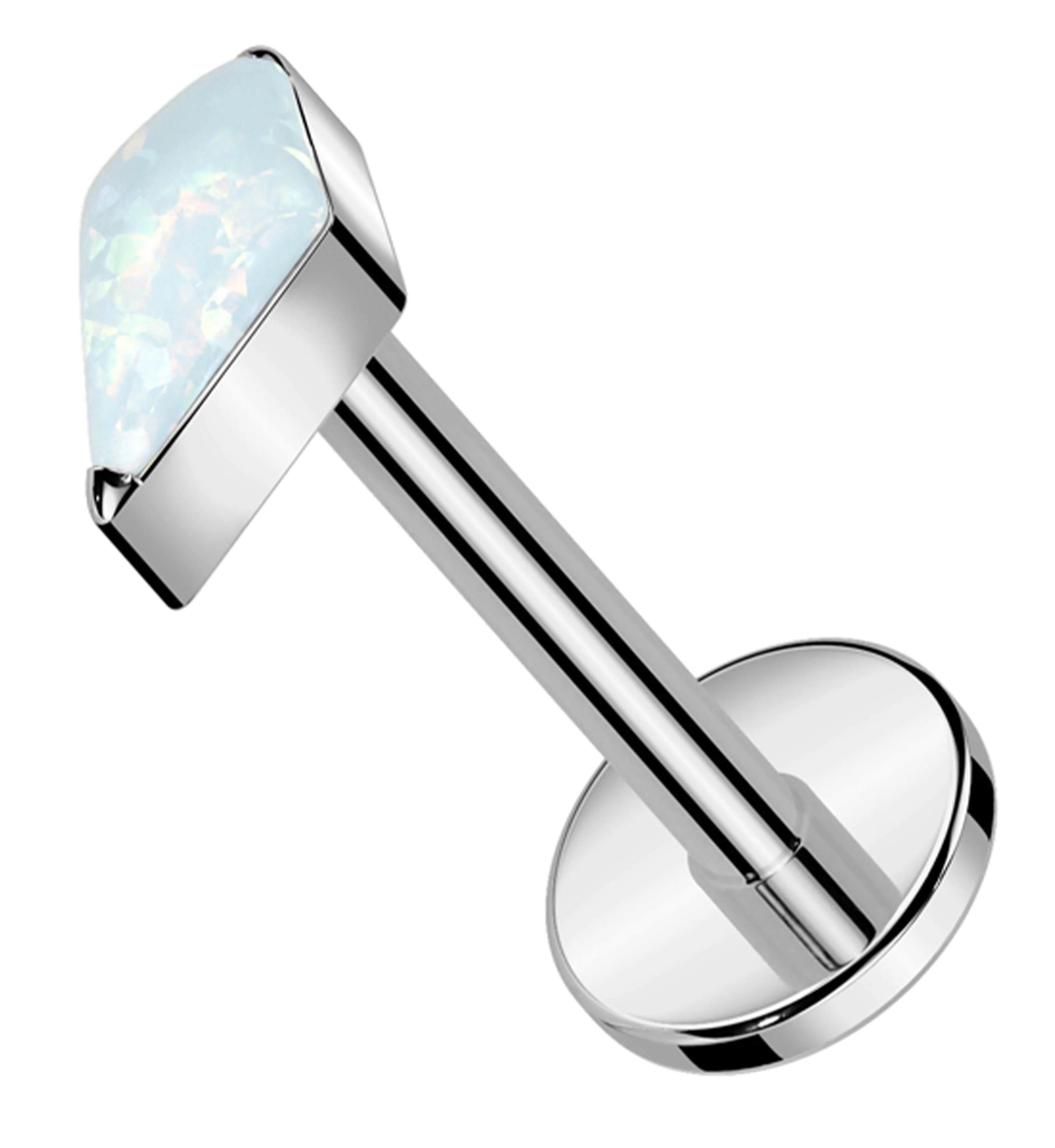 Abyss White Opalite Titanium Threadless Labret - Mrs Treak