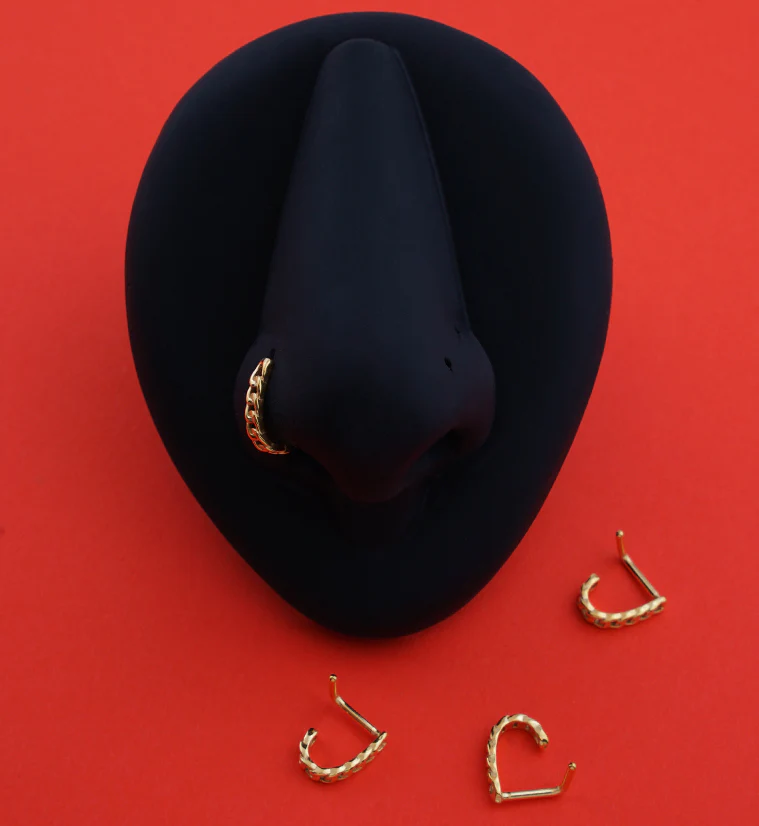 Gold PVD Wrapped Chain Nose Curve - Mrs Treak