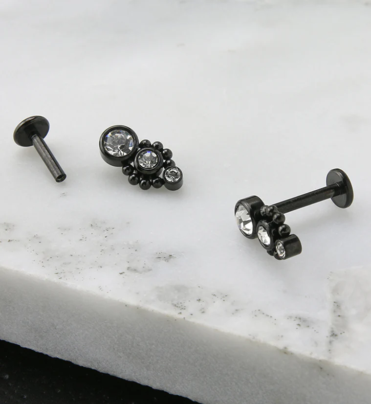 Black PVD Trinal CZ Labret Post - Mrs Treak