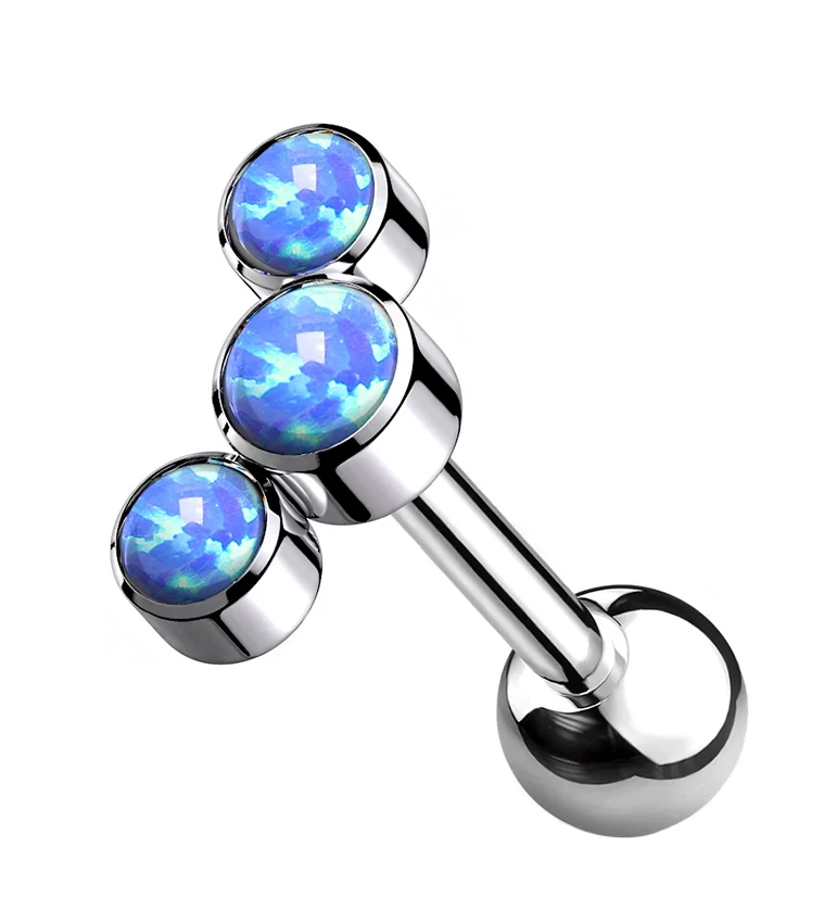 Blue Opalite Cluster Titanium Cartilage Barbell - Mrs Treak