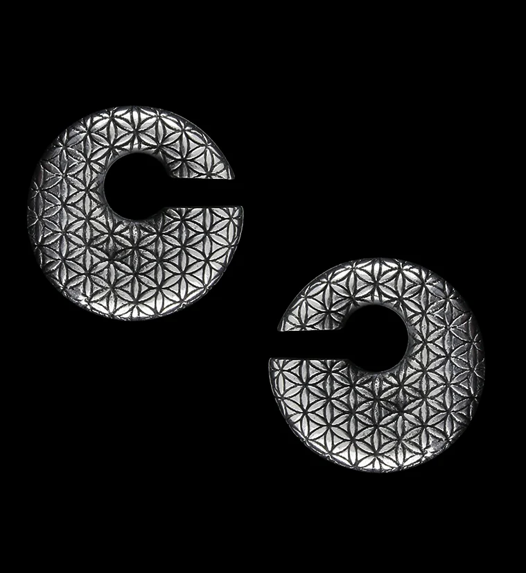 Annular Flower of Life White Brass Ear Weights - Mrs Treak