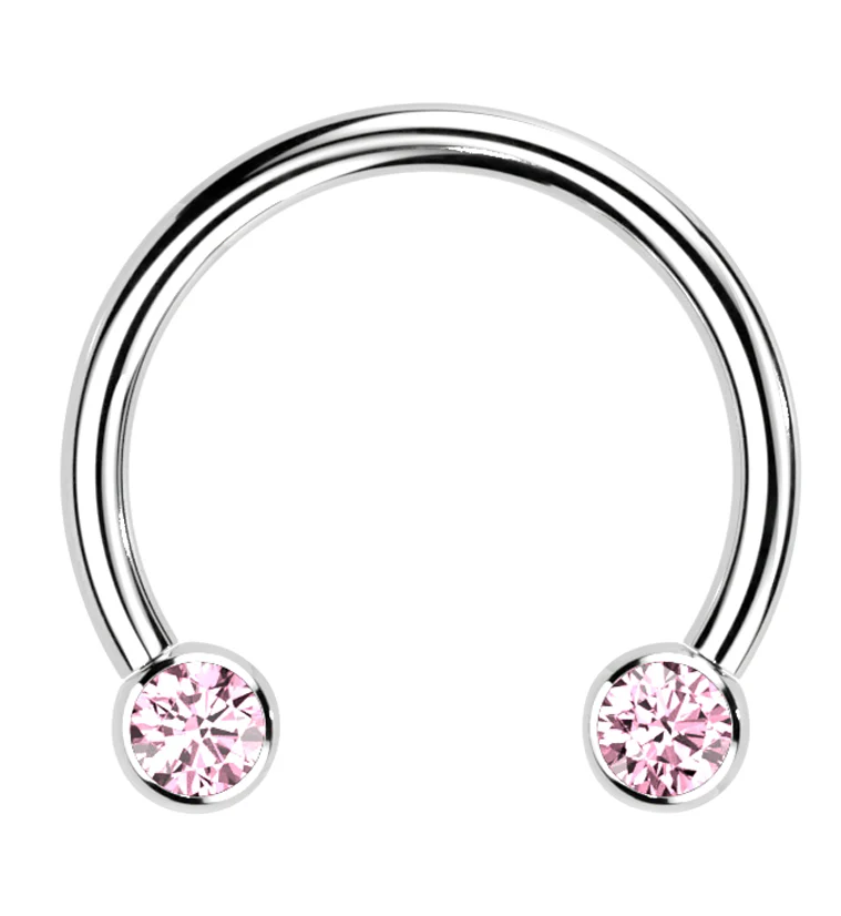 Pink CZ Threadless Titanium Circular Barbell - Mrs Treak