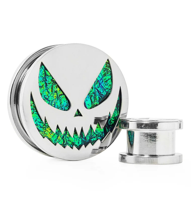 Stingy Jack Green Opalite Stainless Steel Tunnel Plugs - Mrs Treak
