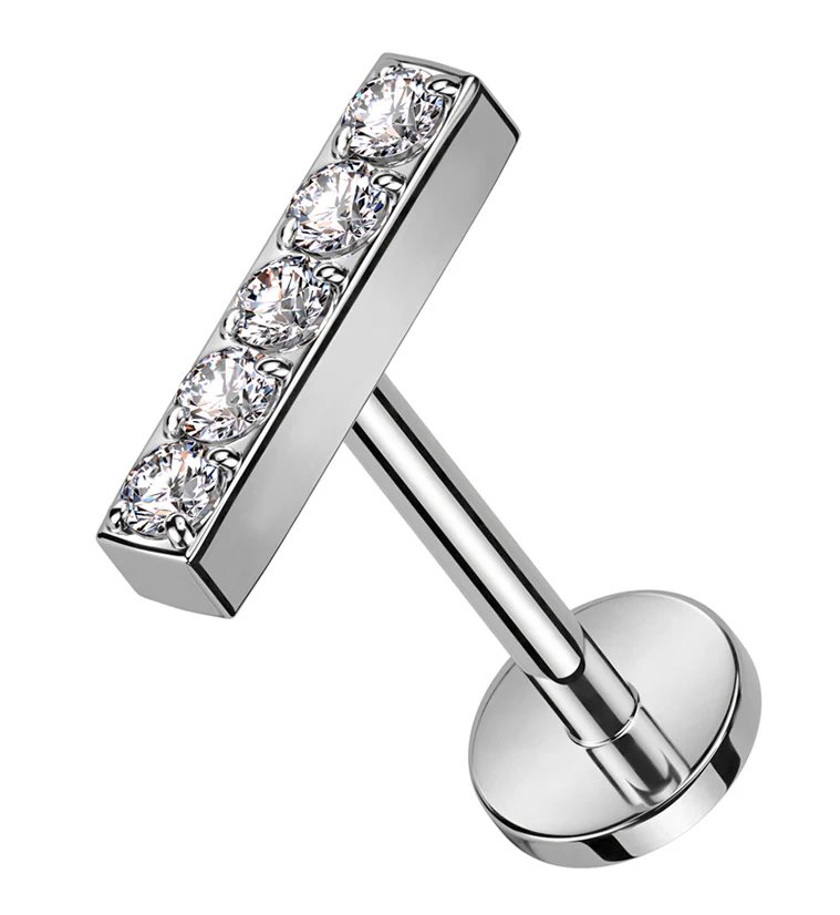 Bar Clear CZ Titanium Threadless Labret - Mrs Treak