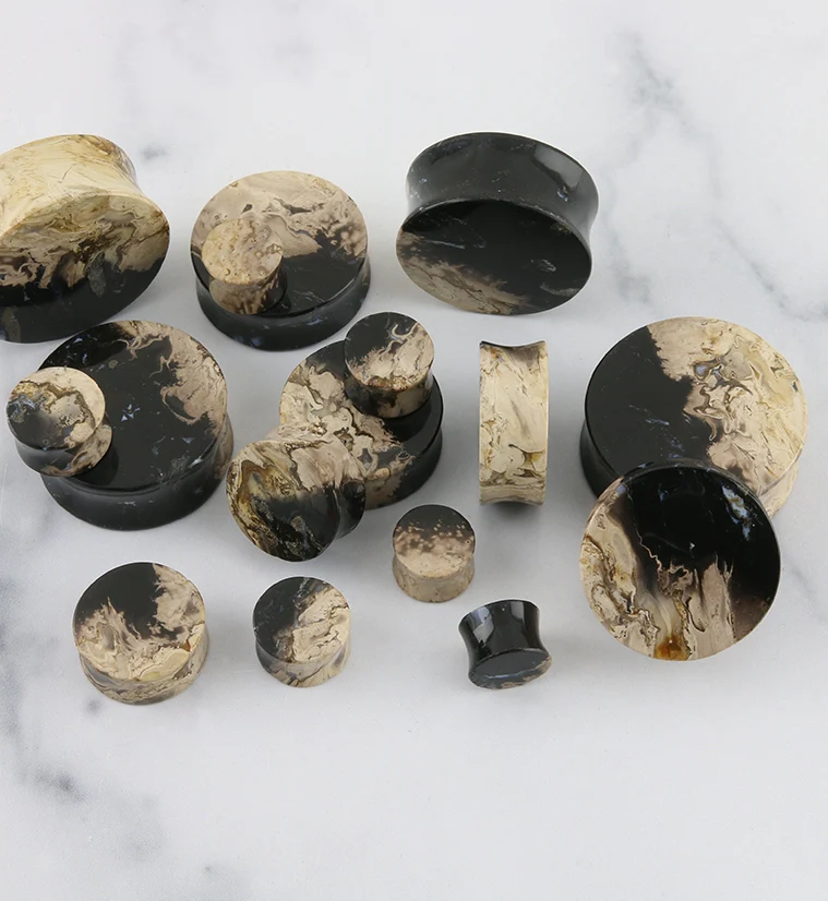 Black Flame Petrified Palm Root Plugs - Mrs Treak