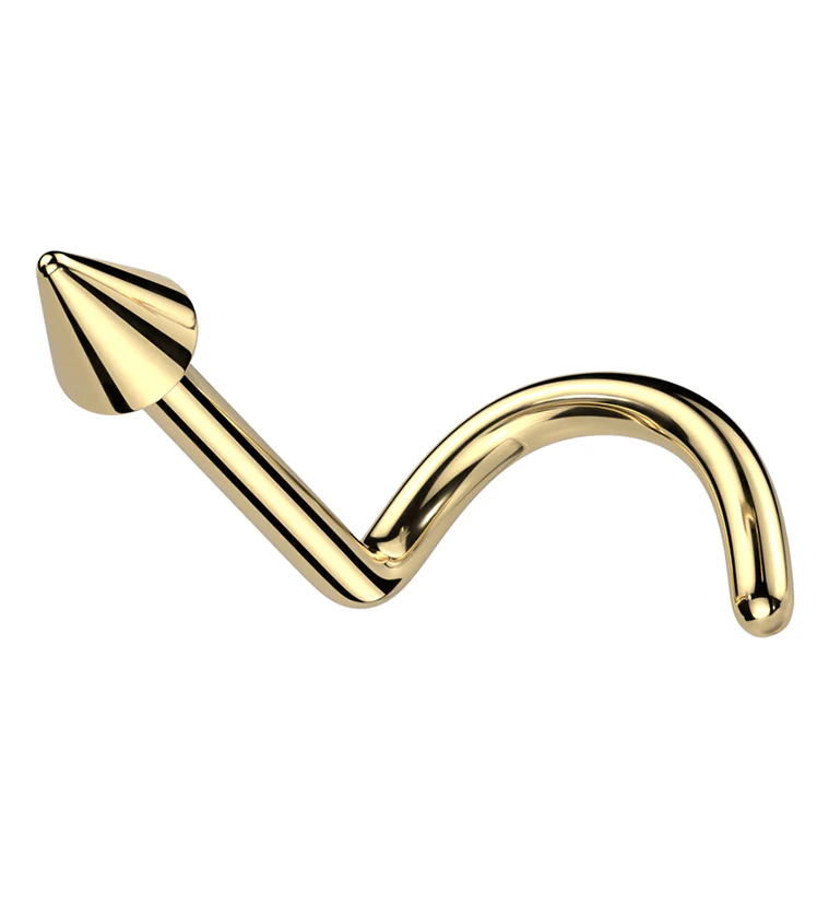 Gold PVD Spike Titanium Nose Screw - Mrs Treak