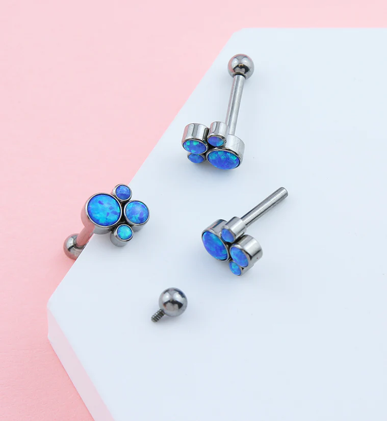 Blue Opalite Bunch Titanium Cartilage Barbell - Mrs Treak