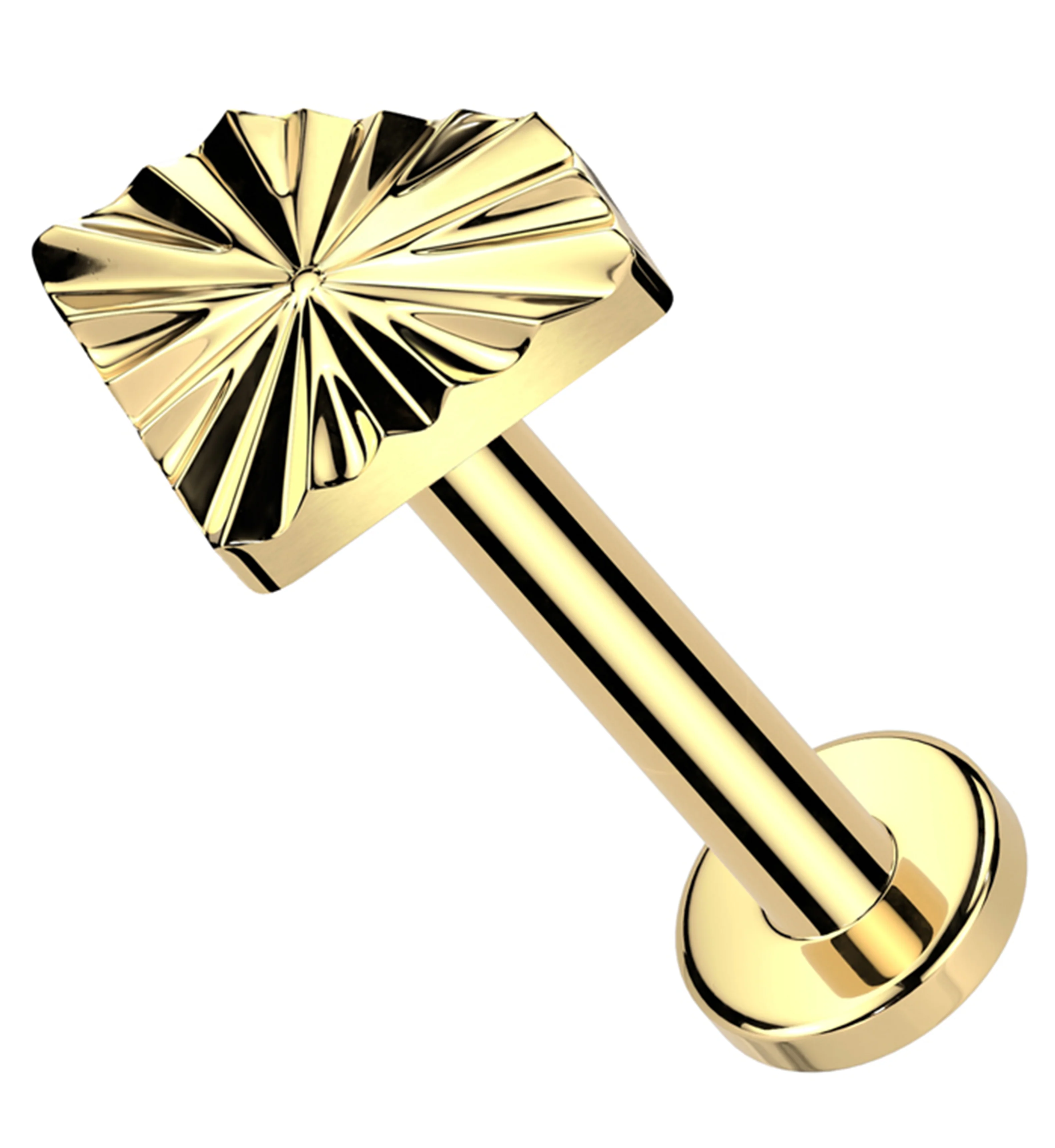 Gold PVD Score Diamond Titanium Threadless Labret - Mrs Treak