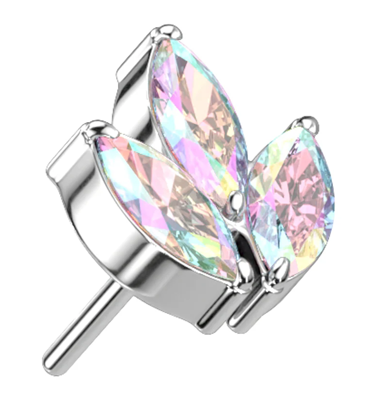 Frond Rainbow Aurora CZ Threadless Titanium Top - Mrs Treak