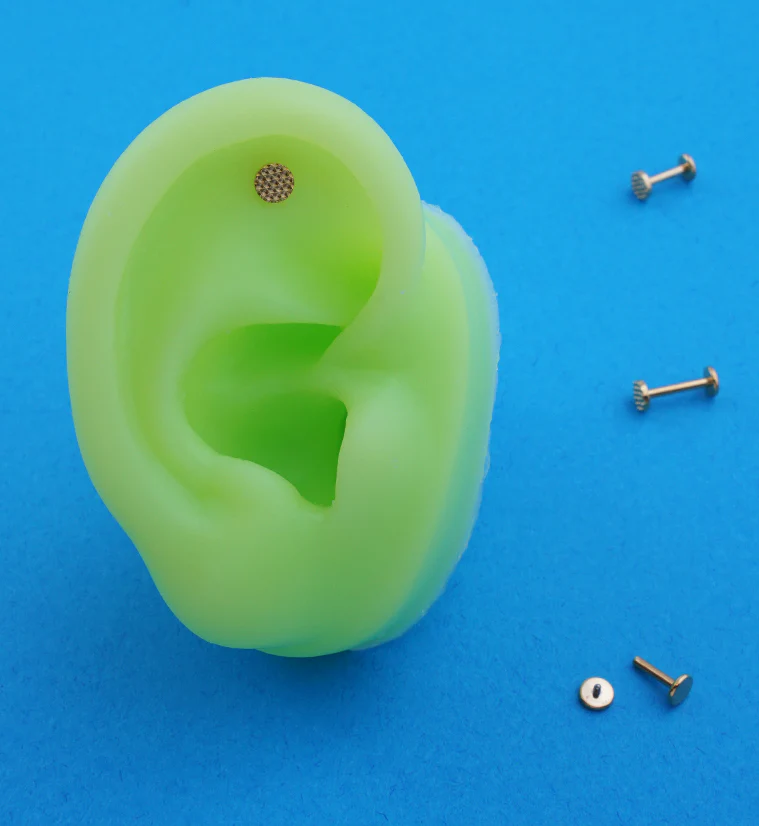 Gold PVD Beaded Disk Internally Threaded Titanium Labret - Mrs Treak