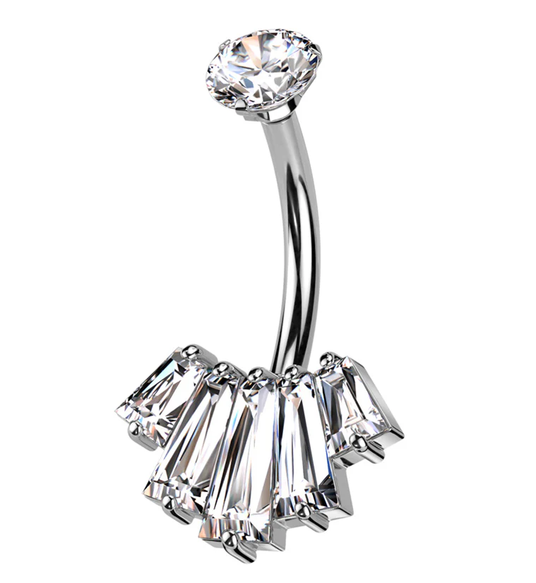 Vane Baguette Clear CZ Belly Button Ring - Mrs Treak