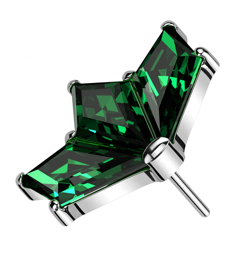 Triple Poly Green CZ Threadless Titanium Top - Mrs Treak