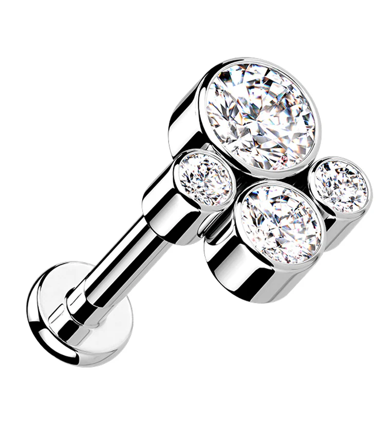Tetrad Clear CZ Titanium Labret - Mrs Treak