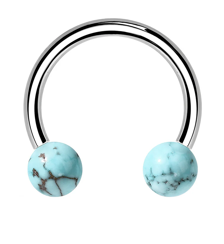 Turquoise Howlite Stone Circular Barbell - Mrs Treak