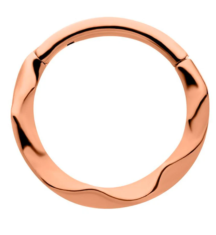 Rose Gold PVD Curl Stainless Steel Hinged Segment Ring - Mrs Treak