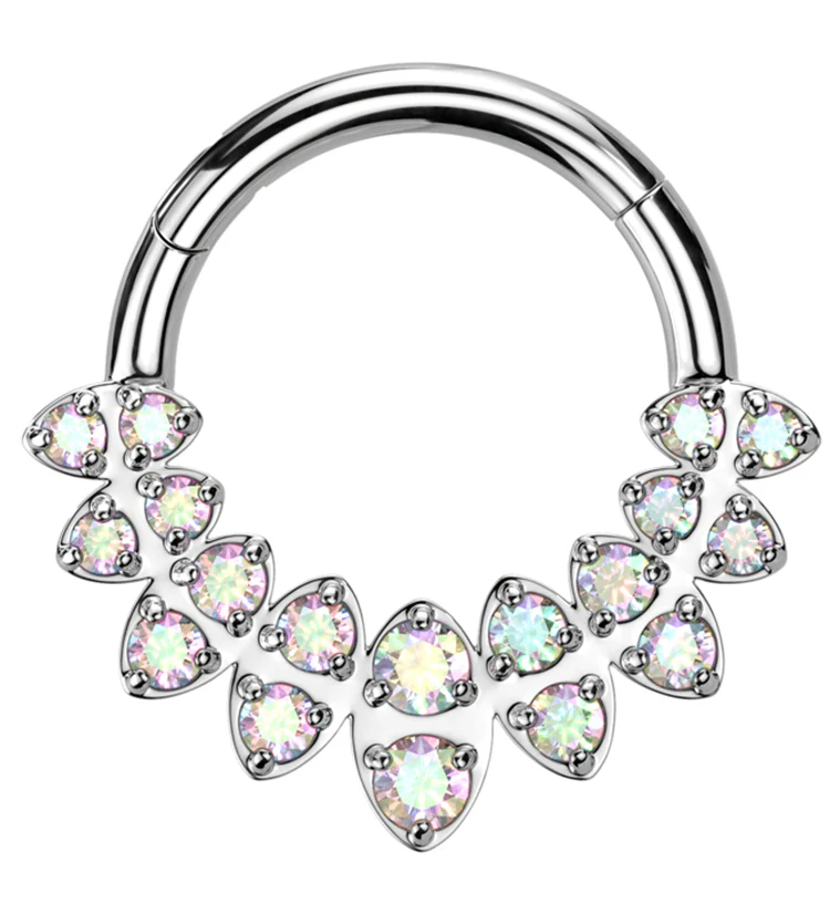 Riviere Rainbow Aurora CZ Stainless Steel Hinged Segment Ring - Mrs Treak