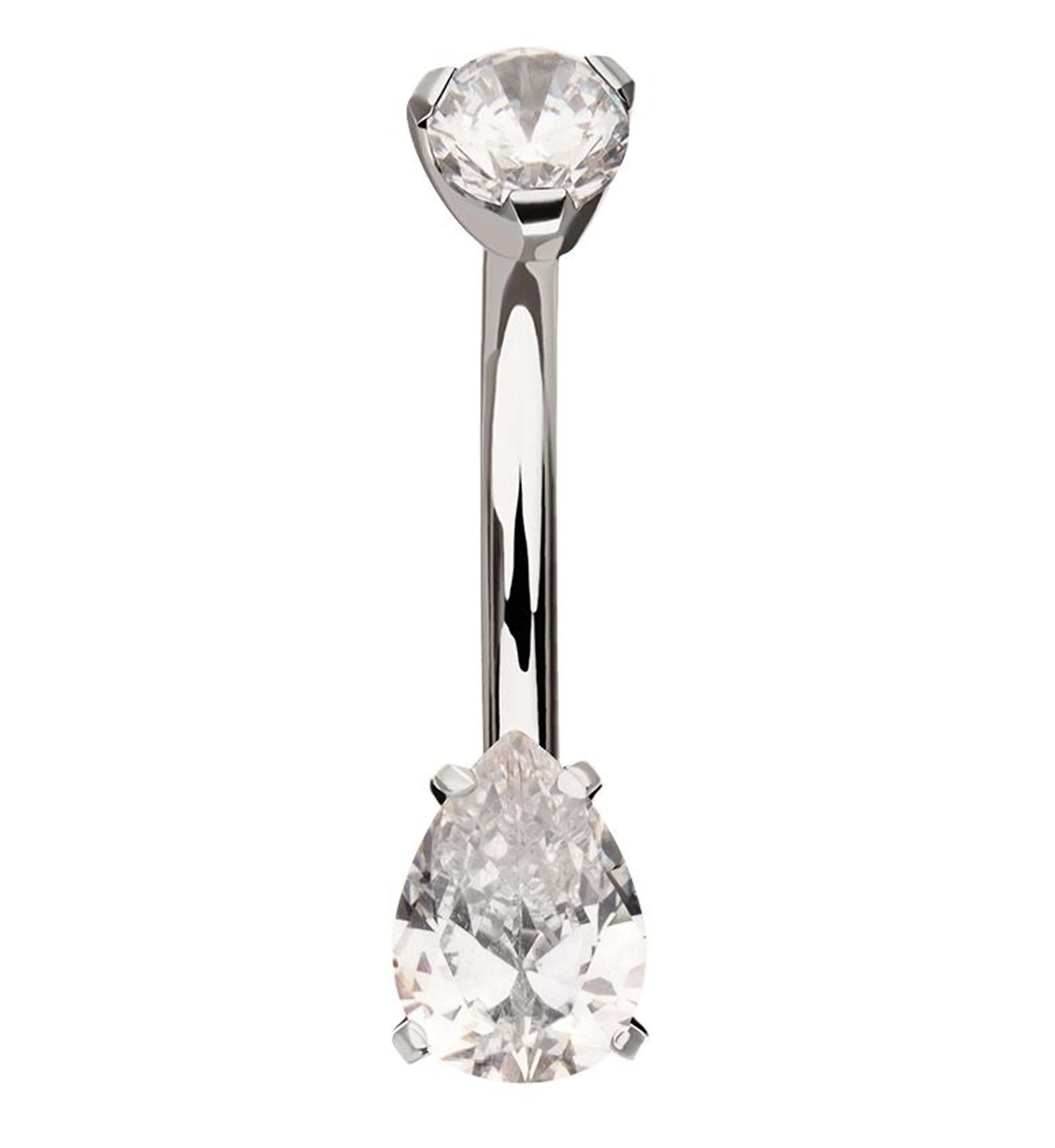Teardrop Clear CZ Titanium Internally Threaded Belly Button Ring - Mrs Treak
