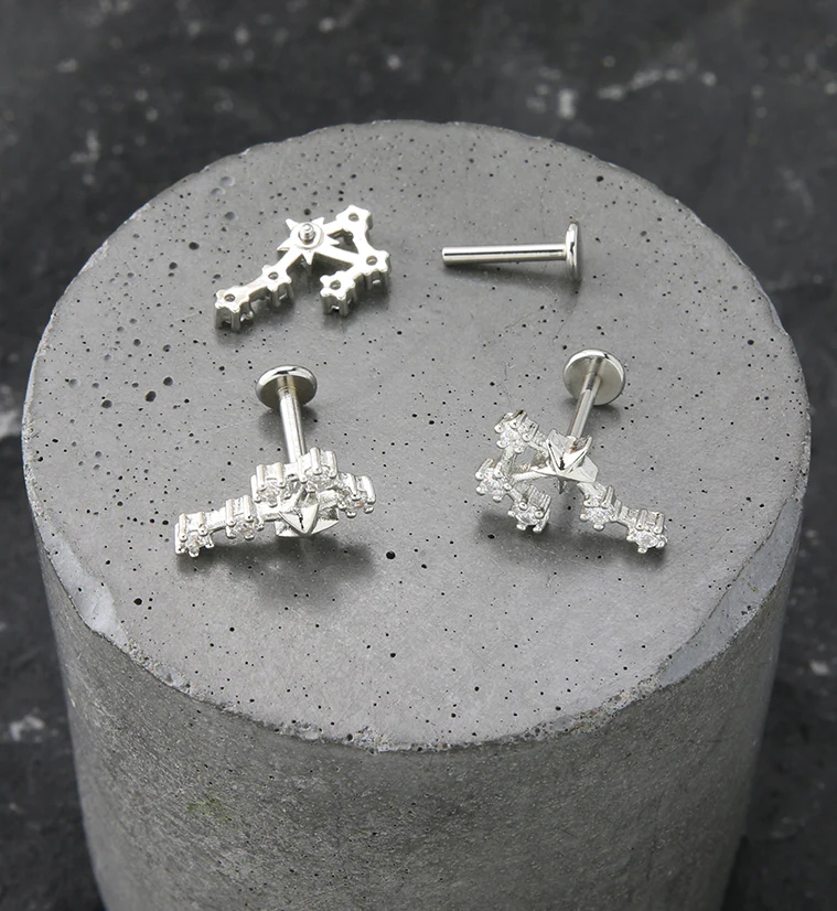 Libra Constellation Clear CZ Stainless Steel Internally Threaded Labret - Mrs Treak