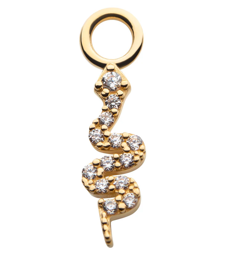 14kt Gold Snake Clear CZ Charm - Mrs Treak