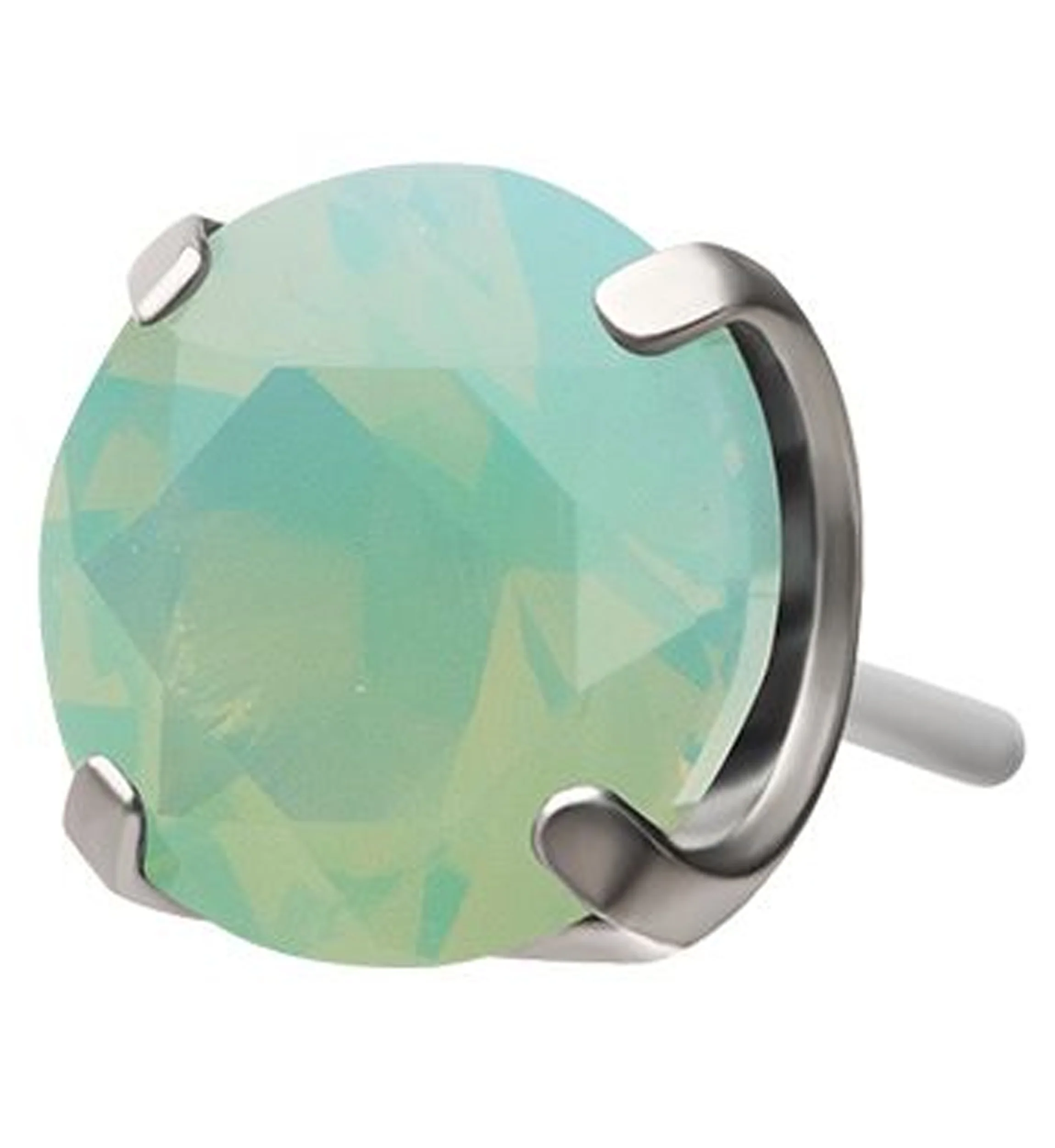 Faceted Green Opalite Titanium Threadless Top - Mrs Treak
