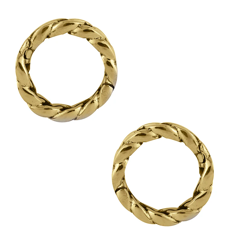 Brass Curb Chain Hoop Hinged Ear Weights - Mrs Treak