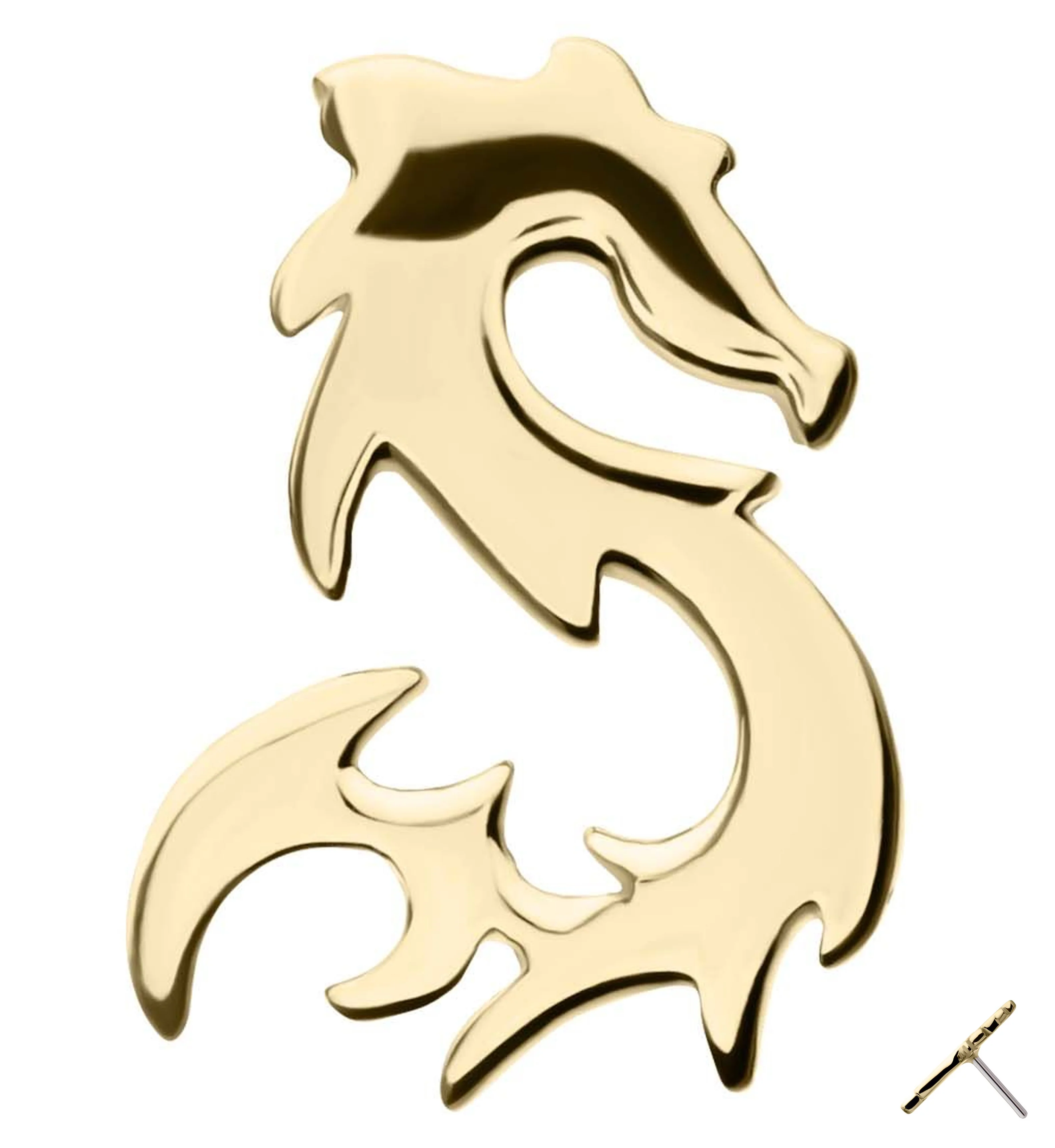 14kt Gold Mythical Dragon Threadless Top - Mrs Treak