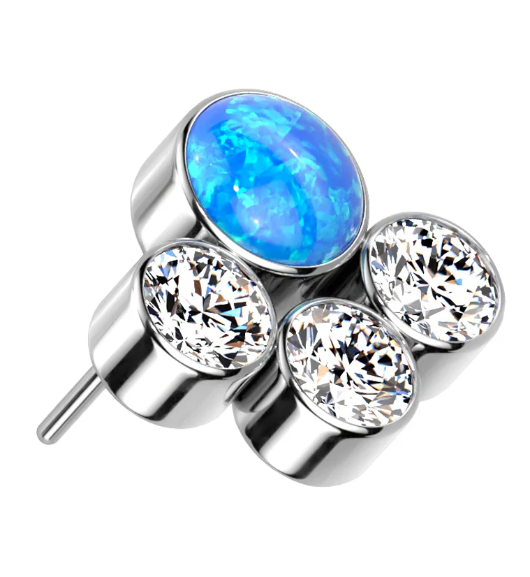 Array Blue Opalite Clear CZ Titanium Threadless Top - Mrs Treak