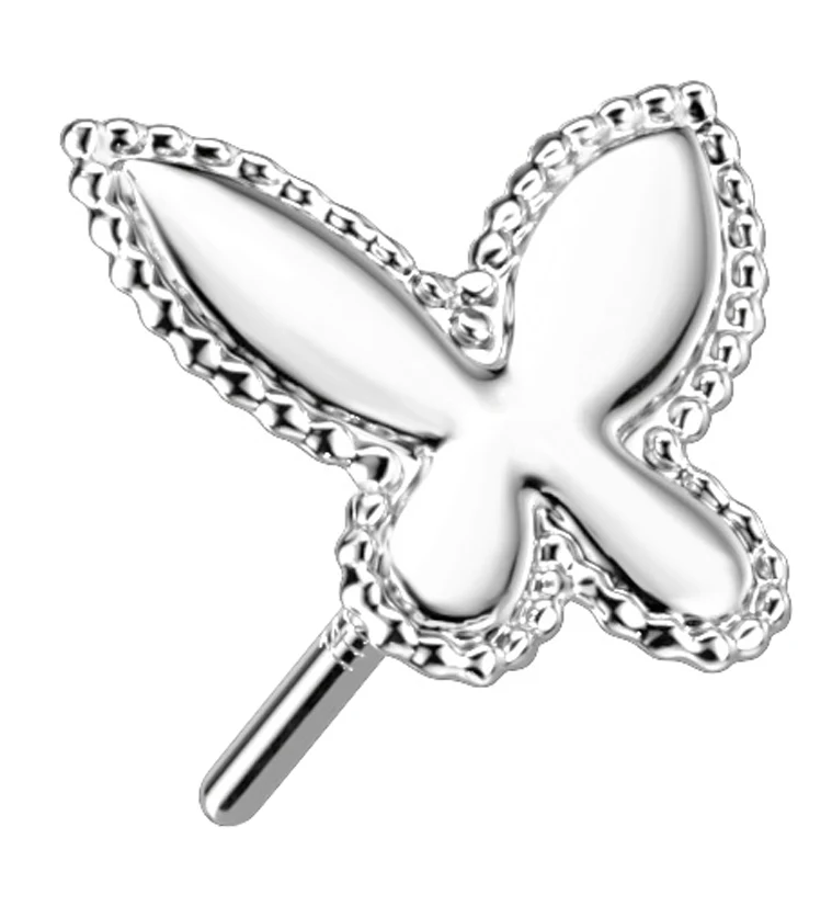 14kt White Gold Beaded Butterfly Threadless Top - Mrs Treak