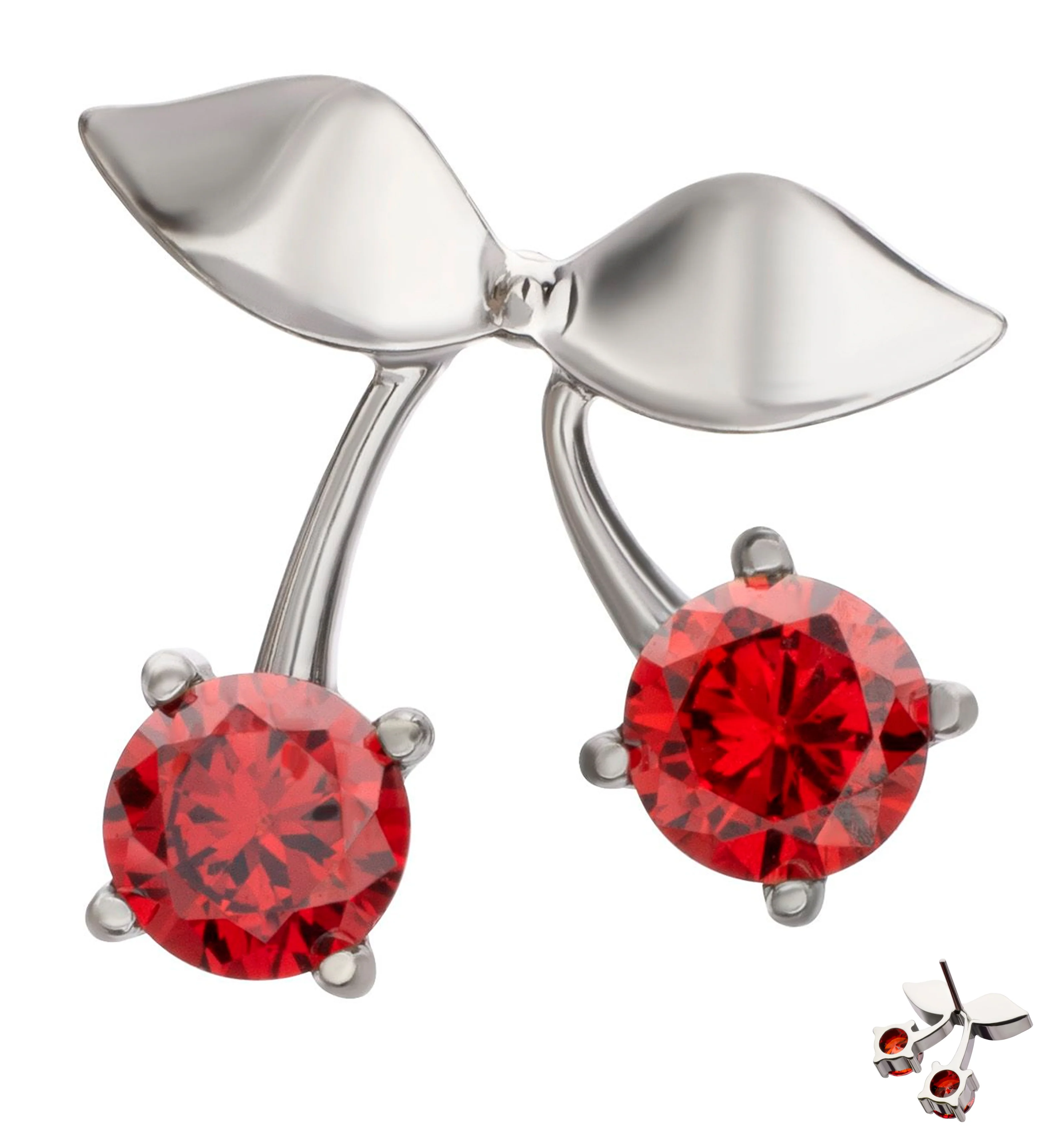 Cherry Bow Garnet CZ Titanium Threadless Top - Mrs Treak