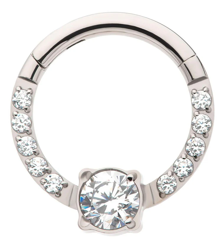Orb Row CZ Titanium Hinged Segment Ring - Mrs Treak