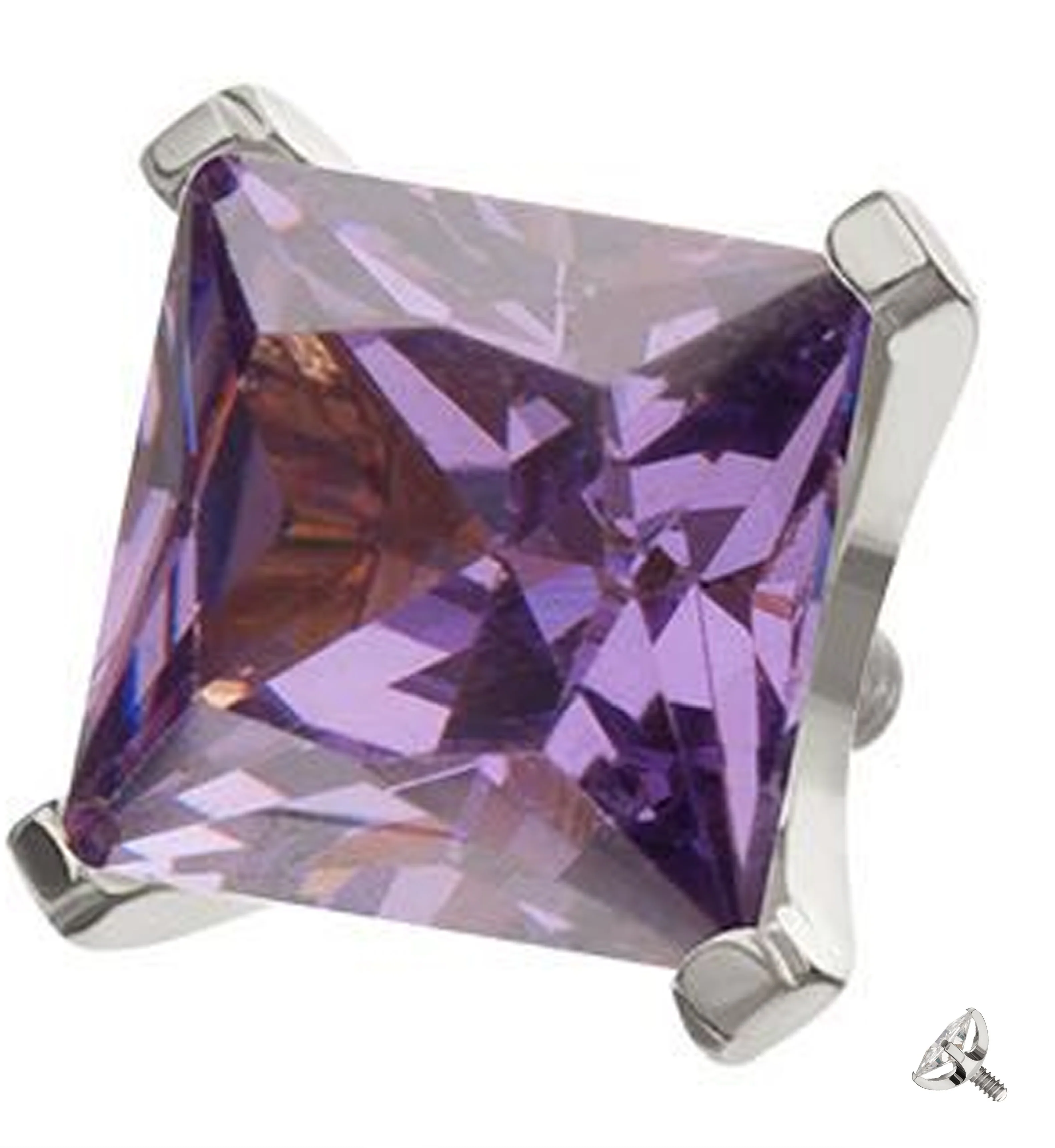 Princess Amethyst CZ Internally Threaded Titanium Top - Mrs Treak