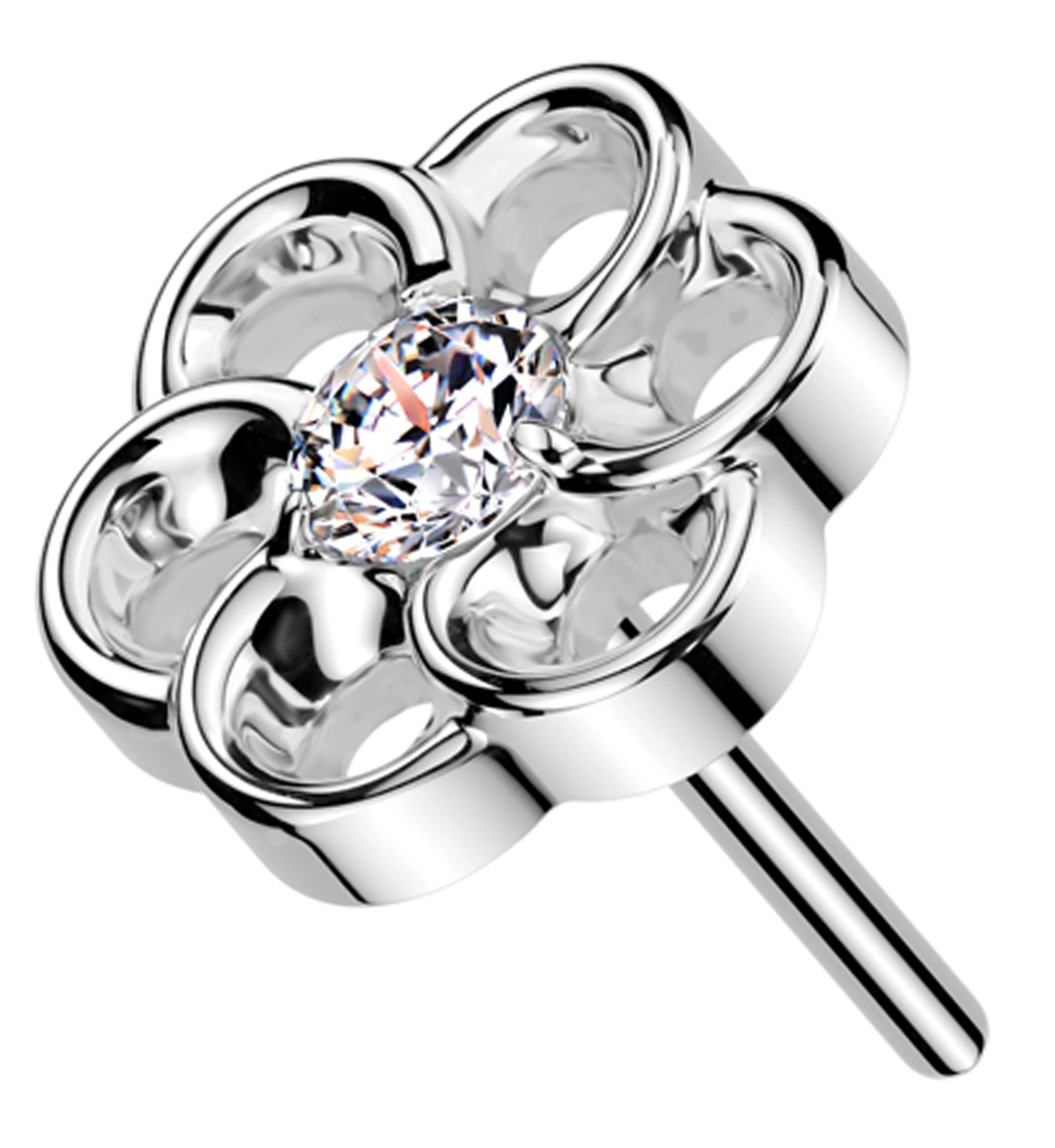 Roil Flower Clear CZ Threadless Titanium Top - Mrs Treak