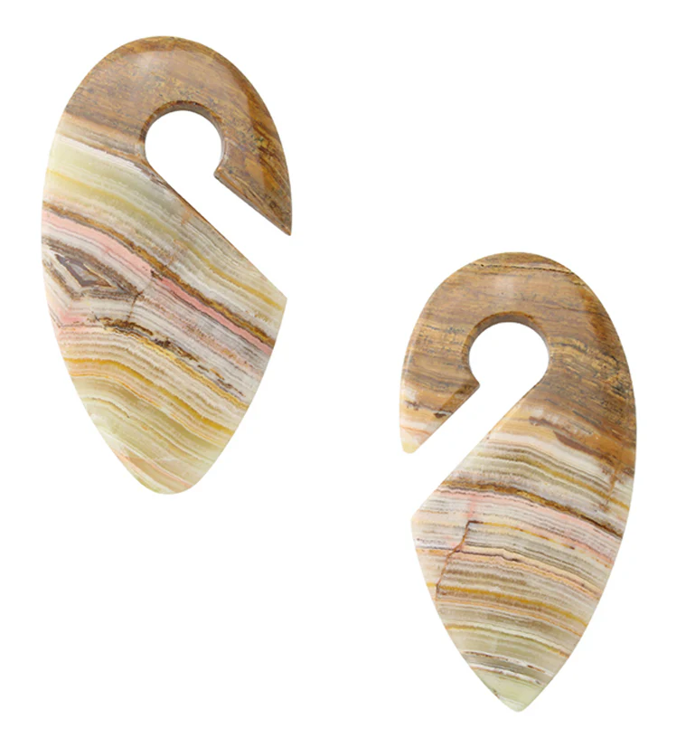 Green Onyx Stone Keyhole Ear Weights Version 2 - Mrs Treak