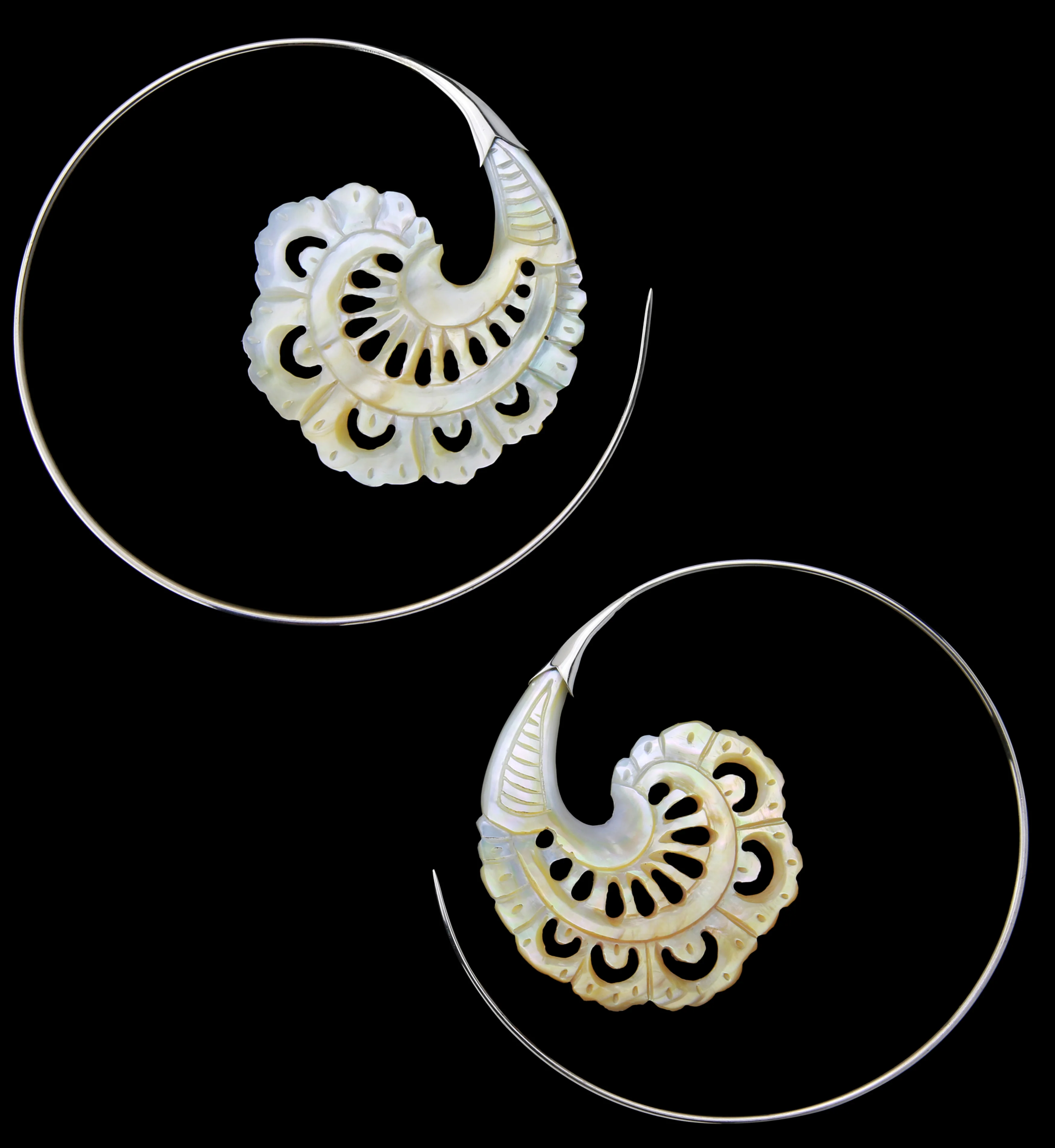 18G Baroque White Brass MOP Hangers / Earrings - Mrs Treak