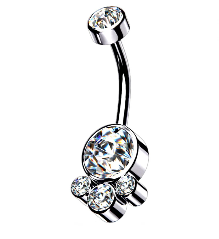 Clear CZ Cluster Gem Belly Ring - Mrs Treak
