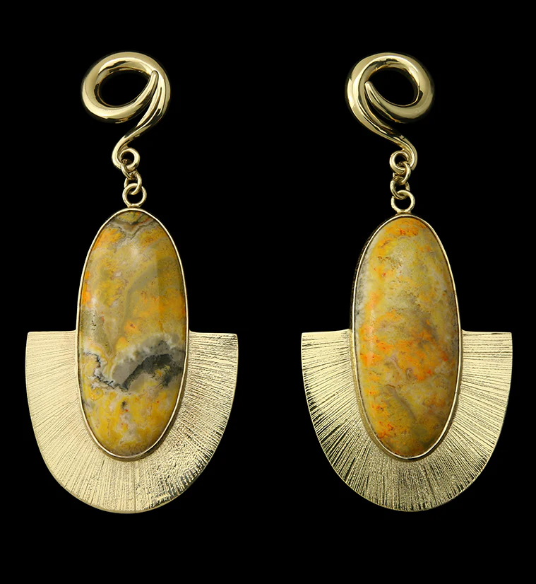 Fault Bumblebee Jasper Stone Hanging Ear Weights - Mrs Treak