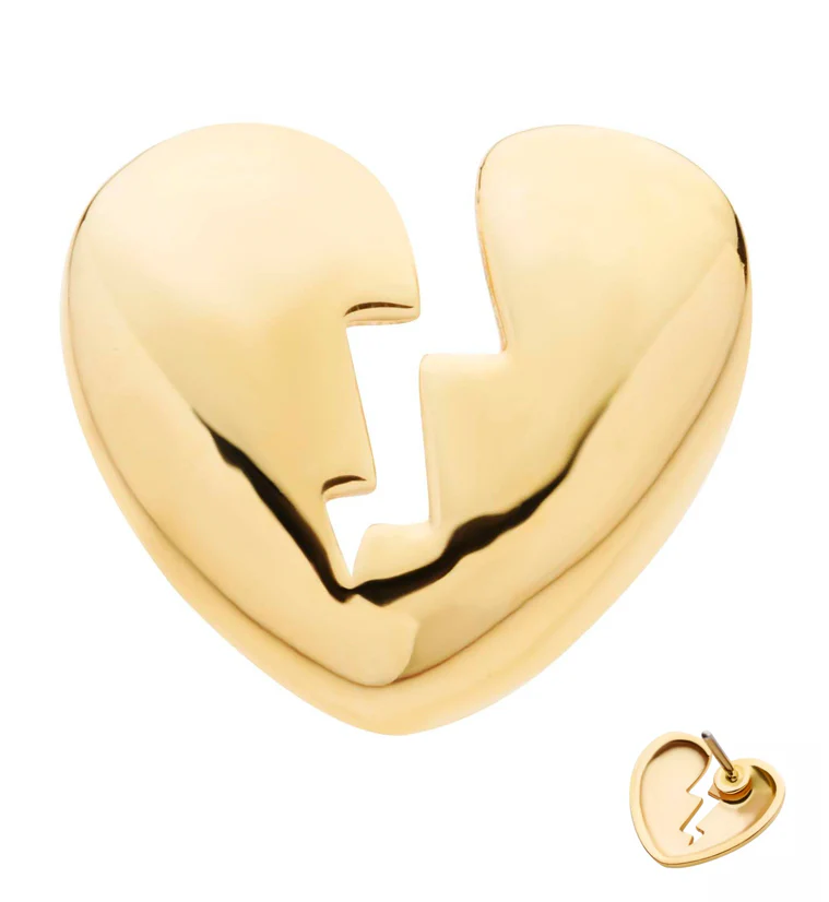 14kt Gold Broken Heart Threadless Top - Mrs Treak