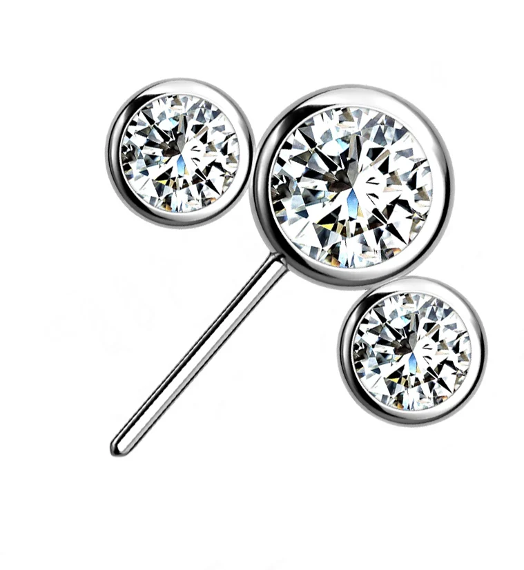 Triple Clear CZ Titanium Side Facing Threadless Top - Mrs Treak