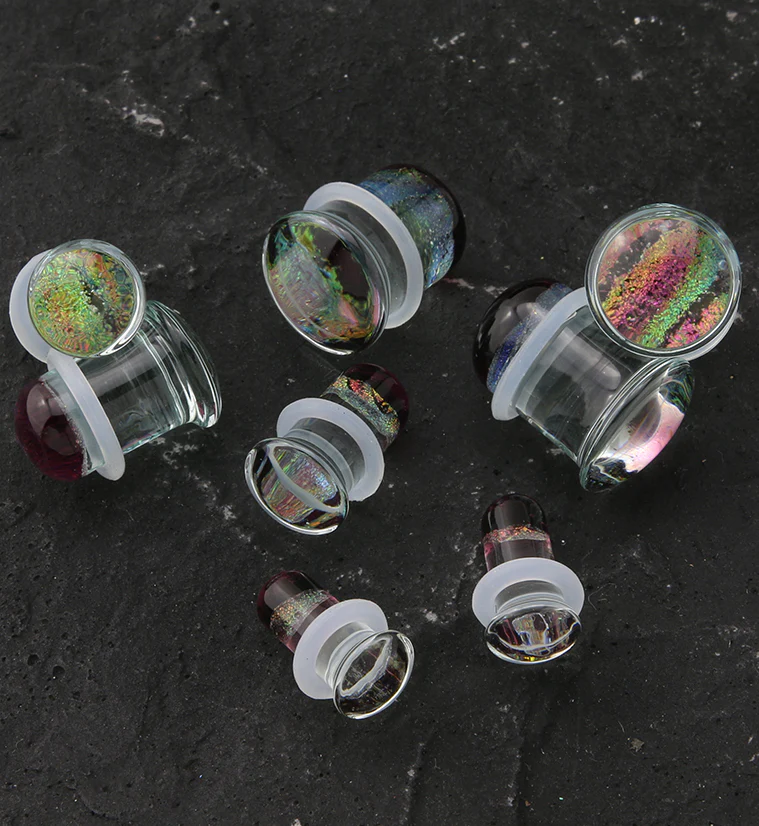Daybreak Dichroic Glass Single Flare Plugs - Mrs Treak