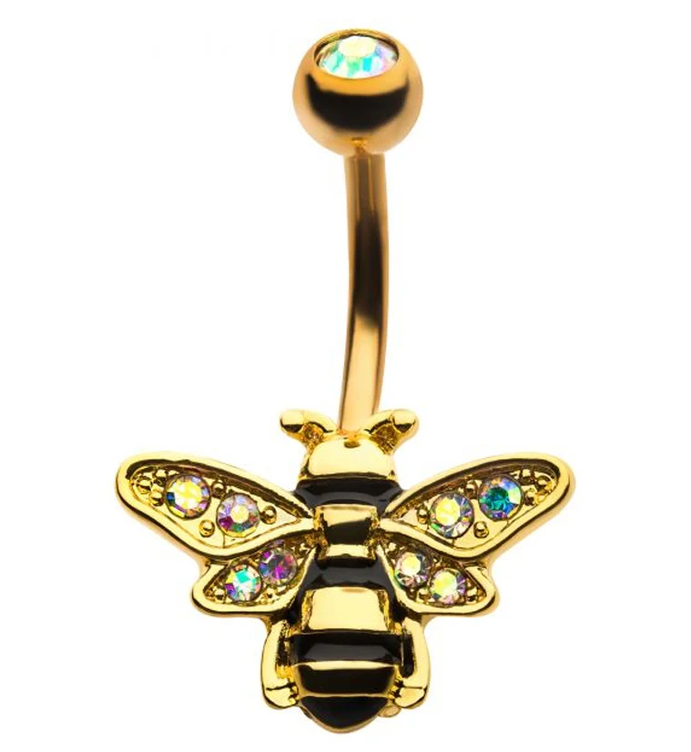 Gold PVD Aurora Bumblebee Belly Ring - Mrs Treak