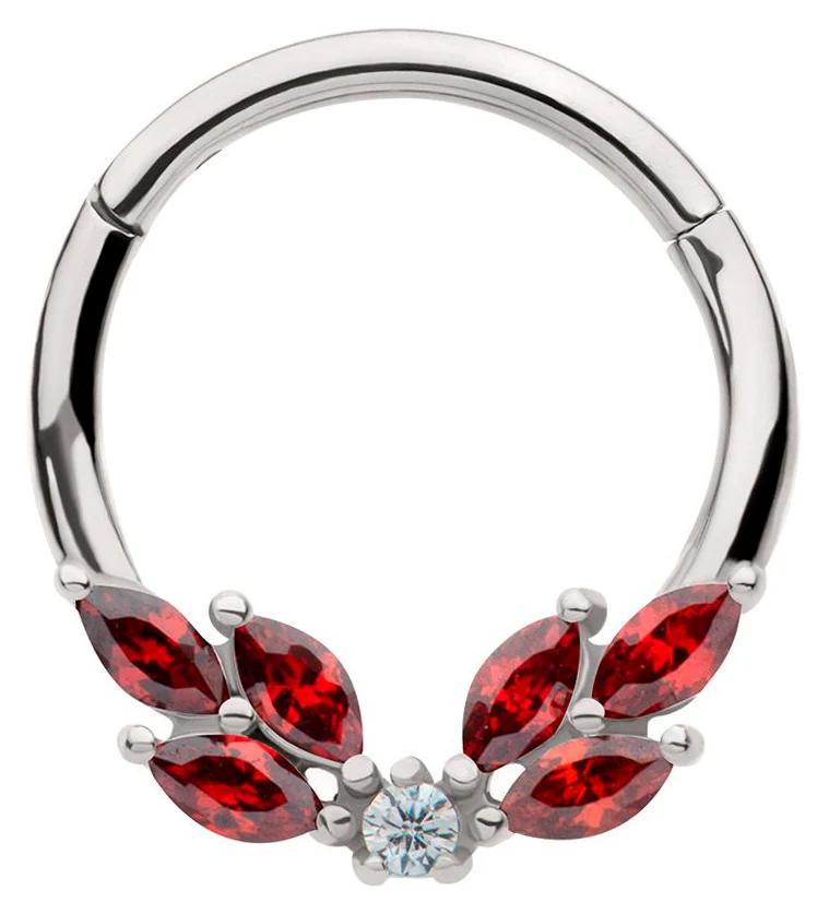Wreath Red CZ Stainless Steel Hinged Segment Ring - Mrs Treak