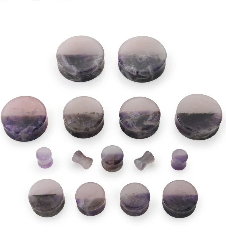 50/50 Amethyst X Rose Quartz Stone Plugs - Mrs Treak