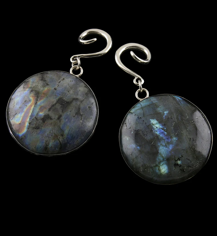 XL Grand Labradorite Stone Hanging Ear Weights - Mrs Treak