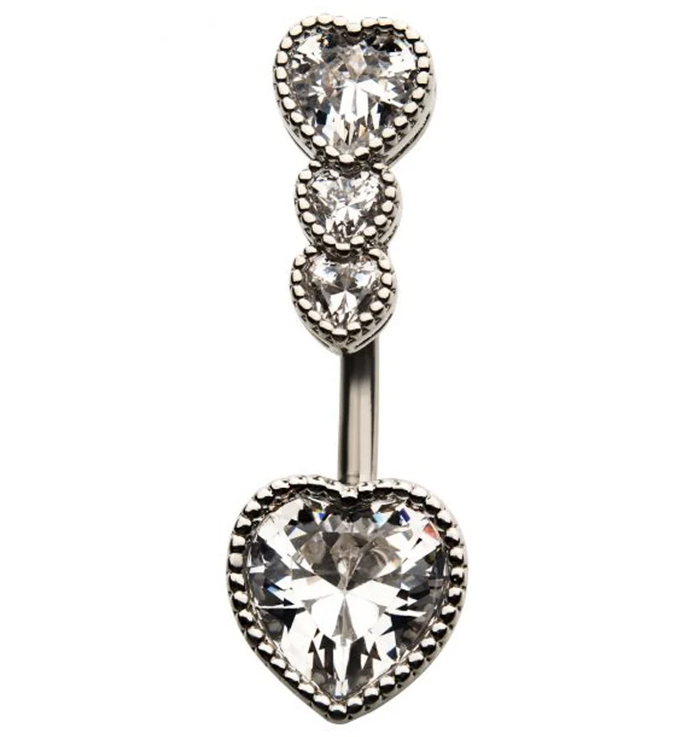 Clear Heart Gem Belly Ring - Mrs Treak