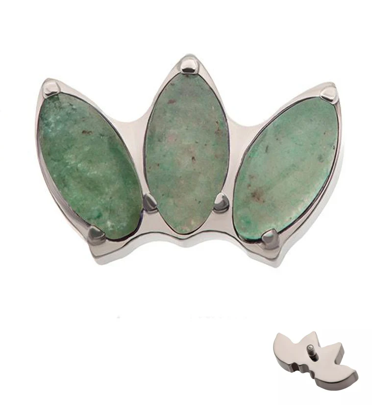 Empress Triple Aquamarine Stone Internally Threaded Titanium Top - Mrs Treak