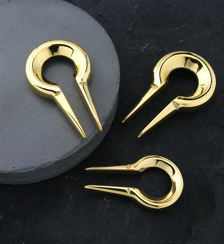 Gold PVD Keyhole Stainless Steel Ear Weights - Mrs Treak