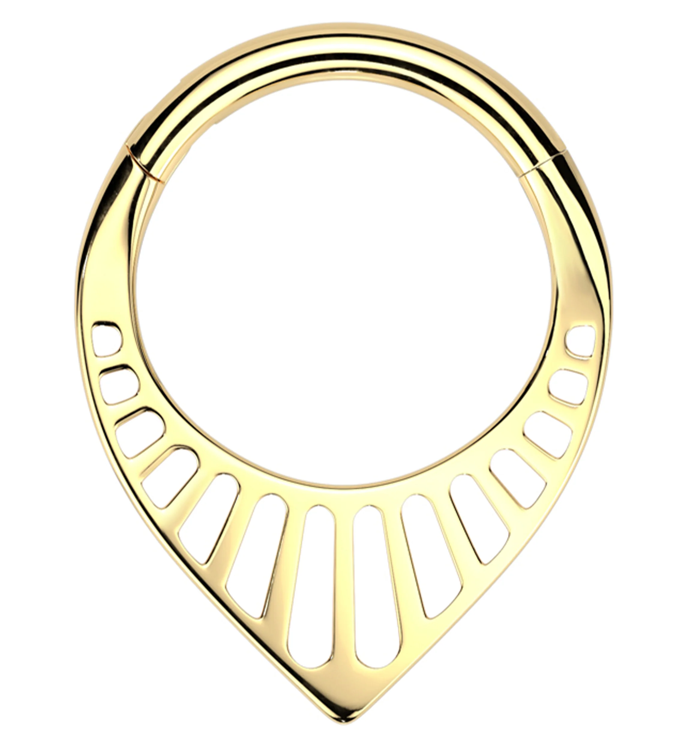 Gold PVD Point Grill Stainless Steel Hinged Segment Ring - Mrs Treak